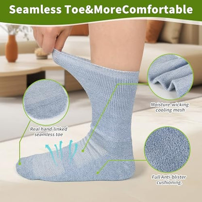 Revosoxs Diabetiker Socken für Damen und Herren – Bambus-Viskose, nicht einschnürend, nahtlose Zehenpartie, Größe 9-12/10-13 (Dunkel A-Large)