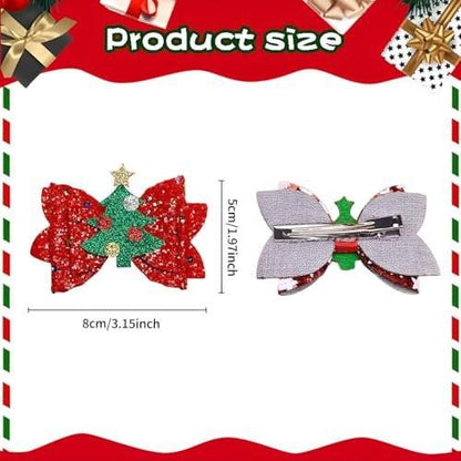 4er-Set Weihnachts-Haarklammern: Rentier, Tannenbaum, Glitzer & Schleife – Festliche Haarspangen für Frauen, Mädchen & Kinder