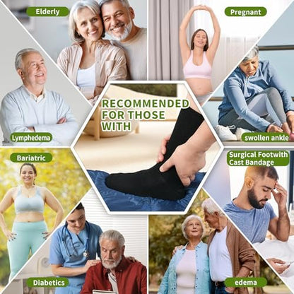 Revosoxs Diabetiker Socken für Damen und Herren, Bambus-Viskose, nicht einschnürendes weites Bündchen, nahtlose Zehenpartie, Größe 9-12 10-13 (Schwarz, Large)