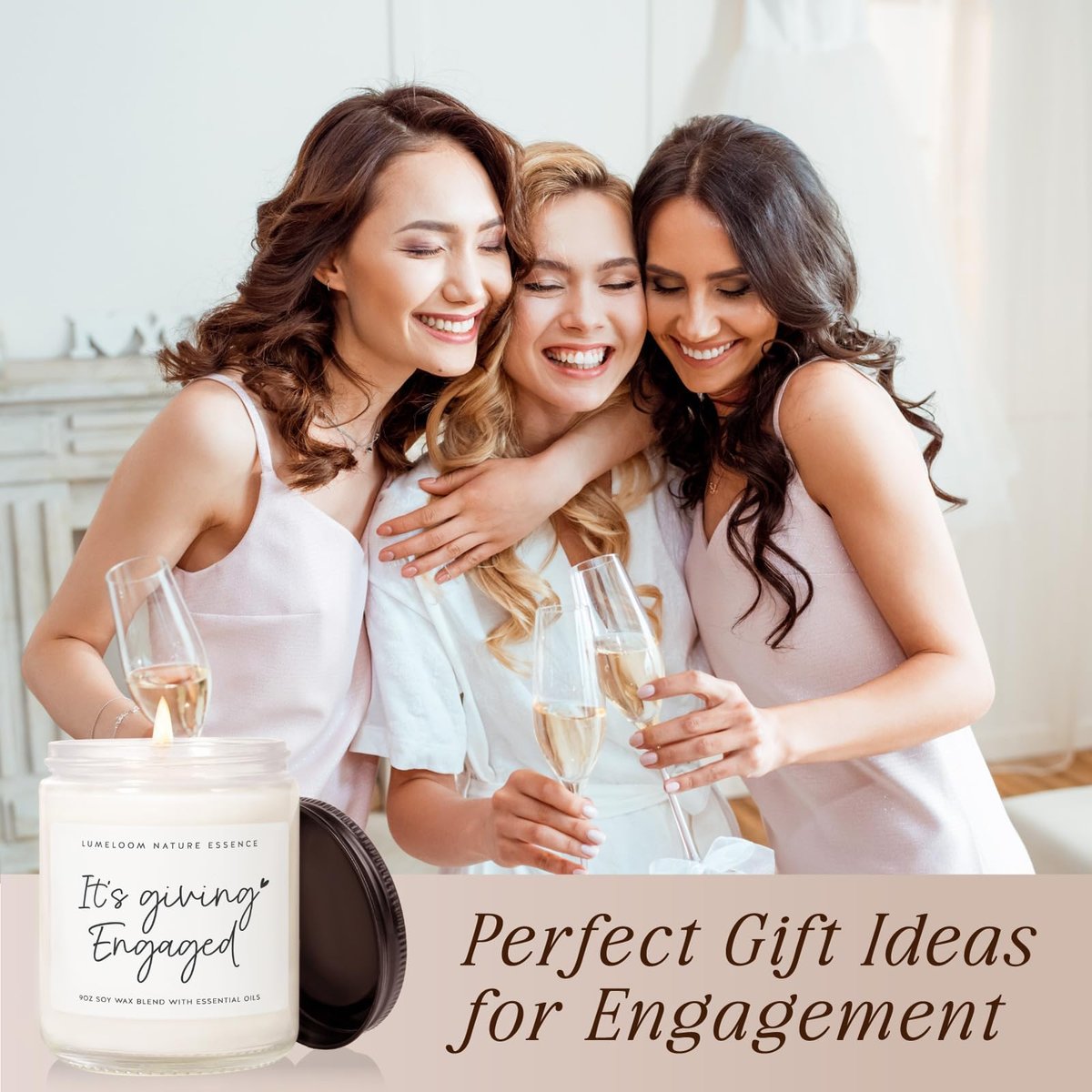 LUMELOOM Verlobungsgeschenk für Paare, Brautgeschenk, 9oz Lavendelduft Sojawachs-Kerze, Beste Verlobungskerze für Frauen, Braut, Verlobte, Junggesellinnenparty, Verlobungsparty-Dekoration