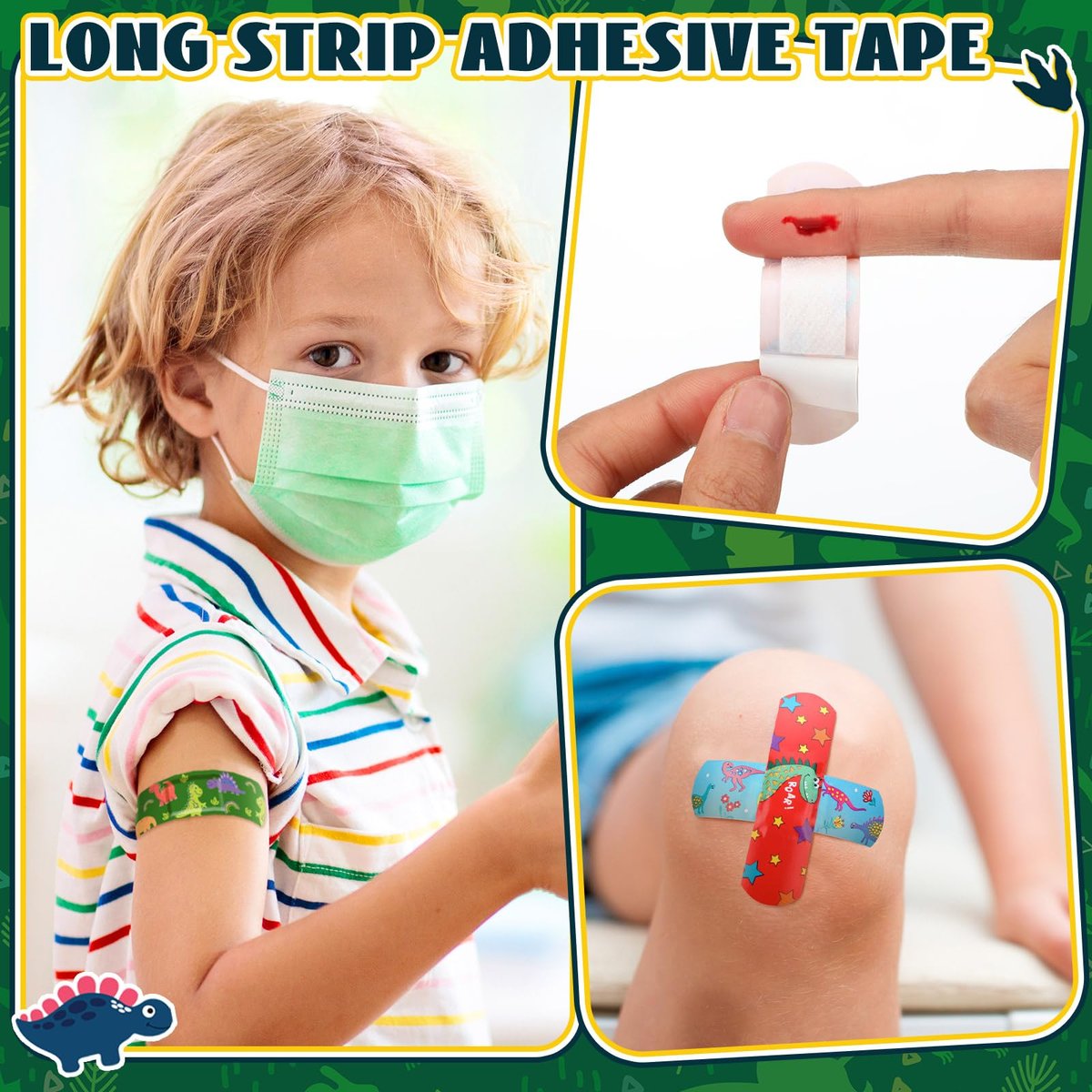 Estune 75-teiliges Dinosaurier-Pflaster-Set für Kinder – Bunte, flexible Cartoon-Pflaster in 15 verschiedenen Designs – Ideal als Geschenk für Valentinstag, Schulklassen und Kindergeburtstage