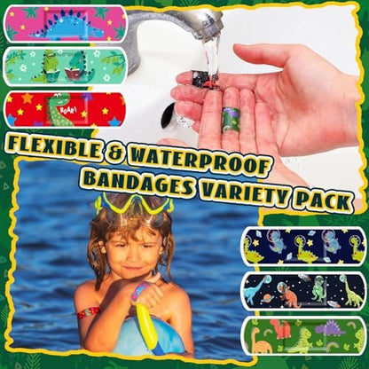 Estune 75-teiliges Dinosaurier-Pflaster-Set für Kinder – Bunte, flexible Cartoon-Pflaster in 15 verschiedenen Designs – Ideal als Geschenk für Valentinstag, Schulklassen und Kindergeburtstage