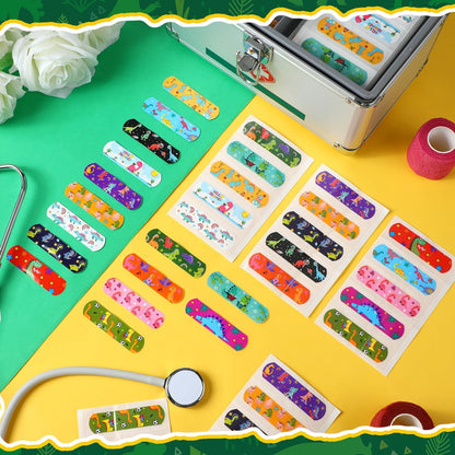 Estune 75-teiliges Dinosaurier-Pflaster-Set für Kinder – Bunte, flexible Cartoon-Pflaster in 15 verschiedenen Designs – Ideal als Geschenk für Valentinstag, Schulklassen und Kindergeburtstage