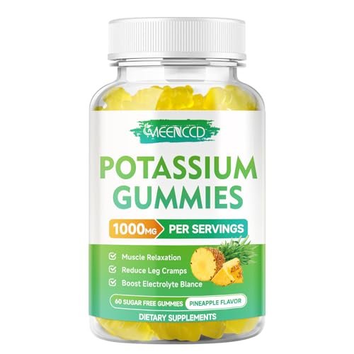 Kaliumcitrat Gummies 1000mg – Hochdosierte Kaliumpräparate für Erwachsene, Männer & Frauen – Zuckerfrei, Ananasgeschmack, 60 Stück