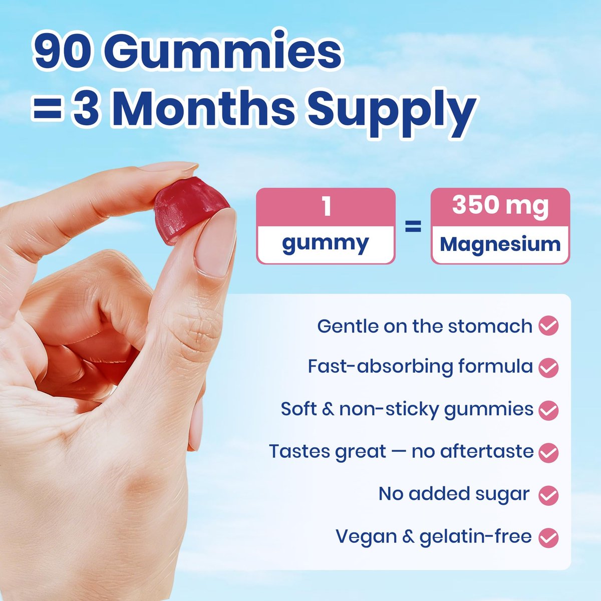VEV Deep Calm Magnesium Komplex 14-in-1 Gummis – 90 Stück (Packung mit 1) – mit D3, Ashwagandha, L-Theanin, Zink – Ohne Zuckerzusatz, vegane Glycinat-Gummis – Magnesiumkomplex für Frauen und Männer