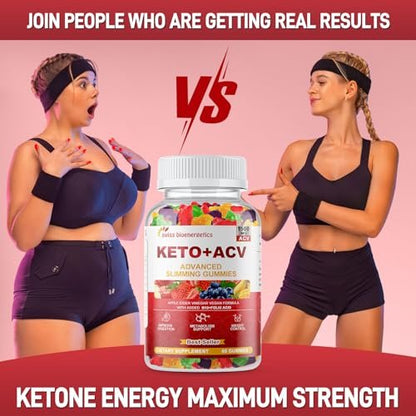 Keto Apfelessig Gummis, Keto ACV Gummy Diät-Ergänzung, Fortschrittliche 1500mg ACV Gummis mit Folsäure, B12, B6 und Keto-Unterstützung für Frauen und Männer, Gelatine-frei, Vegan & Non-GMO (Mehrfachgeschmack)