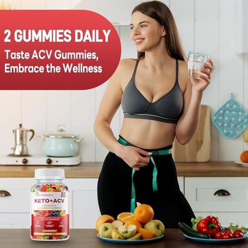Keto Apfelessig Gummis, Keto ACV Gummy Diät-Ergänzung, Fortschrittliche 1500mg ACV Gummis mit Folsäure, B12, B6 und Keto-Unterstützung für Frauen und Männer, Gelatine-frei, Vegan & Non-GMO (Mehrfachgeschmack)
