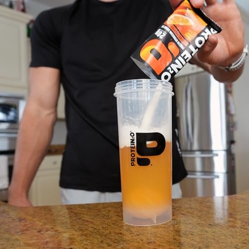 Protein2o 20g Molkenproteinisolat klares Proteinpulver, 360 mg Elektrolyte, Vitamine B5 & B6, Zuckerfrei, Erdbeer-Wassermelone, 8er-Pack