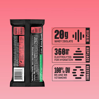 Protein2o 20g Molkenproteinisolat klares Proteinpulver, 360 mg Elektrolyte, Vitamine B5 & B6, Zuckerfrei, Erdbeer-Wassermelone, 8er-Pack
