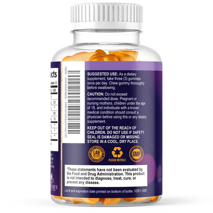 Omega 3 Fischöl Gummibärchen - 3-fache Stärke Herzgesundheit - Hochabsorbierendes Omega 3 Fischöl mit DHA & EPA - Gelenk- & Gehirnunterstützung für Erwachsene - Leckerer Orangen-Geschmack - 120 Gummibärchen
