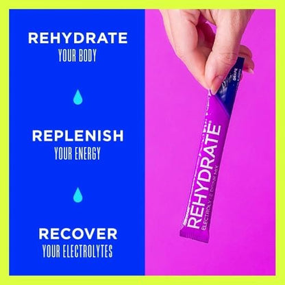 AdvoCare Rehydrate - Elektrolytgetränkepulver mit Magnesium, Natrium, Kalium & Calcium - Antioxidantien & Aminosäuren - Hydration & Erholung - Traube, 15 Stickpacks (6,3 oz)