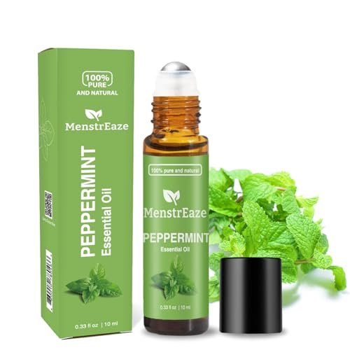 Pfefferminzöl Roll-On, Migräne & Kopfschmerz Linderung, Hochwirksam, Mentha Piperita, 100% rein natürlich, Erfrischend und beruhigend, Übelkeit Unterstützung, 10 ml