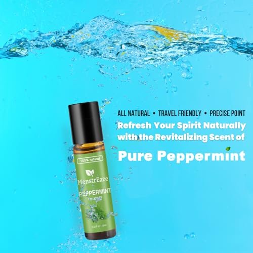 Pfefferminzöl Roll-On, Migräne & Kopfschmerz Linderung, Hochwirksam, Mentha Piperita, 100% rein natürlich, Erfrischend und beruhigend, Übelkeit Unterstützung, 10 ml