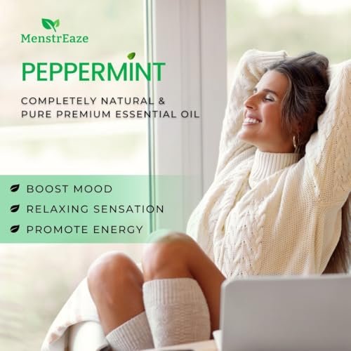 Pfefferminzöl Roll-On, Migräne & Kopfschmerz Linderung, Hochwirksam, Mentha Piperita, 100% rein natürlich, Erfrischend und beruhigend, Übelkeit Unterstützung, 10 ml