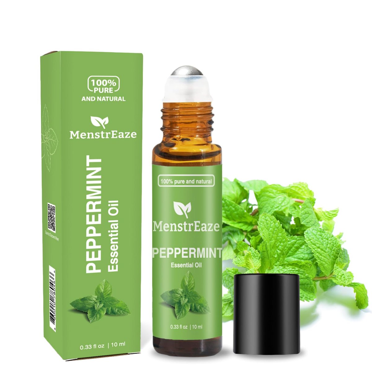 Pfefferminzöl Roll-On, Migräne & Kopfschmerz Linderung, Hochwirksam, Mentha Piperita, 100% rein natürlich, Erfrischend und beruhigend, Übelkeit Unterstützung, 10 ml