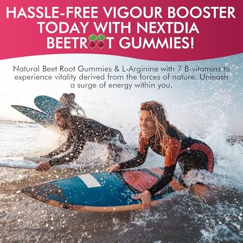 Rote Bete Gummibärchen mit L-Arginin & Vitamin B-Komplex – Zuckerfreie Nitric Oxide Gummies für Energie & Durchblutung, 60 Stück