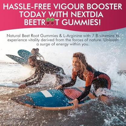 Rote Bete Gummibärchen mit L-Arginin & Vitamin B-Komplex – Zuckerfreie Nitric Oxide Gummies für Energie & Durchblutung, 60 Stück