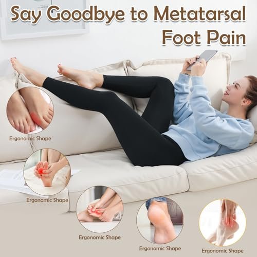 Shynek 10er-Pack Metatarsal-Pads für den Fußballen – Weiche Gel-Fußpolster, selbstklebend, wiederverwendbar, lindert Schmerzen bei Morton-Neurom, für Damen und Herren (Schwarz)