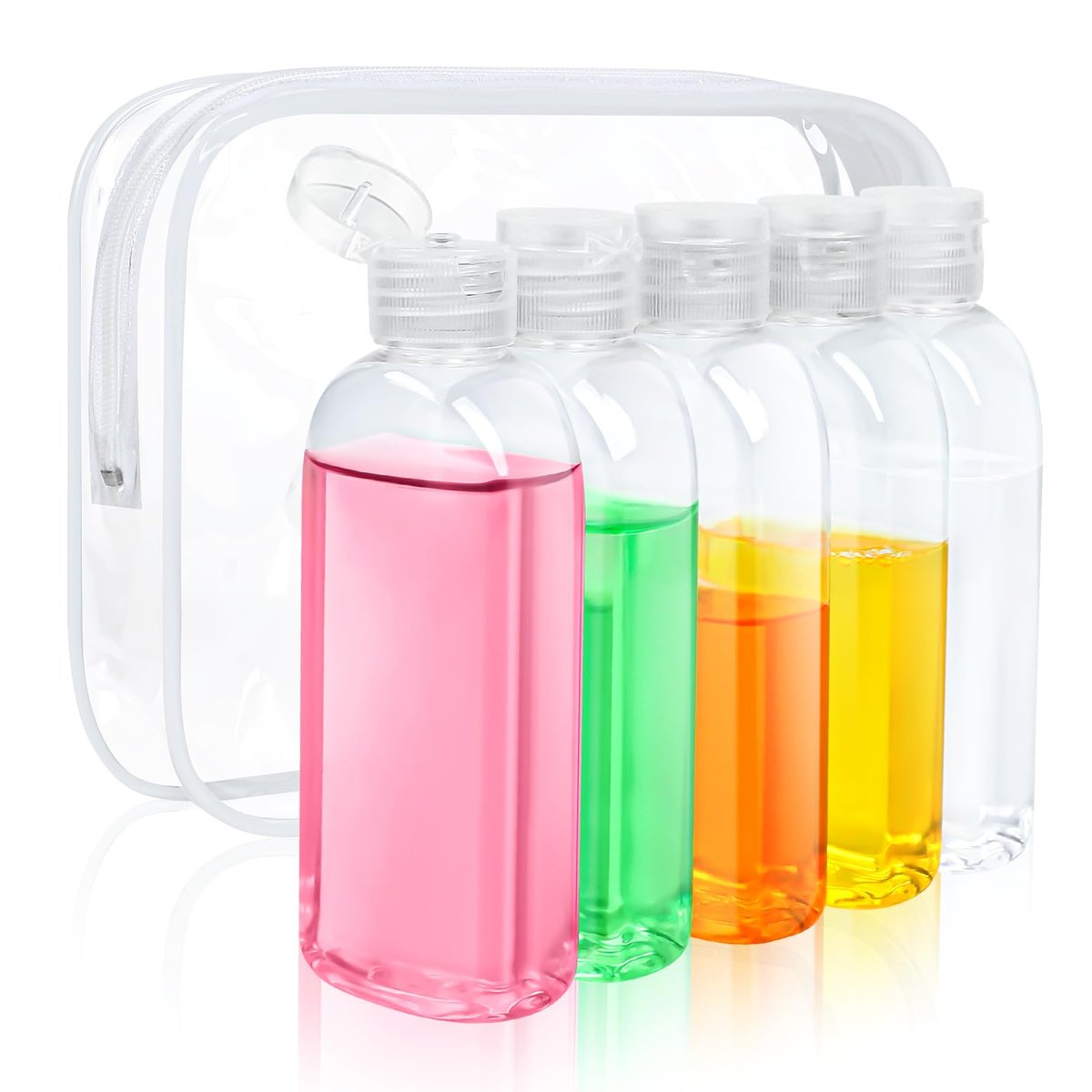 Craftisan 5er-Pack 100 ml Klare Reiseflaschen für Toilettenartikel, TSA-zugelassene Reisegröße, nachfüllbare Behälter, auslaufsicher, Reisezubehör-Set für Shampoo, Conditioner, Lotion