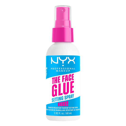 NYX PROFESSIONAL MAKEUP The Face Glue Setting Spray – Transparenter, wasserfester Make-up-Fixierspray für bis zu 24 Stunden Halt