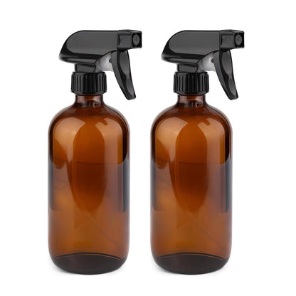 GLING 16 oz 2er-Pack Amber Glas Sprühflaschen, Nachfüllbare Leere Dunkelglas Sprühflasche Ideal für Reinigungslösungen, Ätherische Öle, Haare und Pflanzen, Verstellbare Düse für Strahl und Nebel