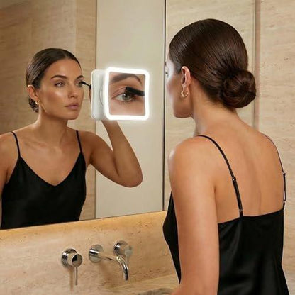 Fancii 20x Vergrößerungsspiegel Make-up-Spiegel mit LED-Lichtern, wiederaufladbar, hohe Vergrößerung | 7-Zoll großer beleuchteter Reisespiegel für Schminktisch und Badezimmer, dimmbar, 3 Lichtmodi, starker Saugnapf, 360° Drehung