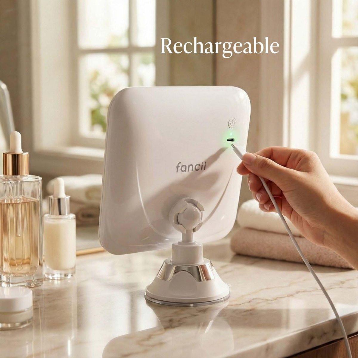 Fancii 20x Vergrößerungsspiegel Make-up-Spiegel mit LED-Lichtern, wiederaufladbar, hohe Vergrößerung | 7-Zoll großer beleuchteter Reisespiegel für Schminktisch und Badezimmer, dimmbar, 3 Lichtmodi, starker Saugnapf, 360° Drehung
