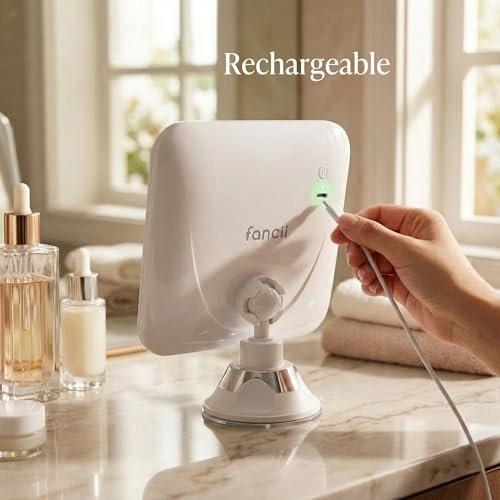 Fancii 20x Vergrößerungsspiegel Make-up-Spiegel mit LED-Lichtern, wiederaufladbar, hohe Vergrößerung | 7-Zoll großer beleuchteter Reisespiegel für Schminktisch und Badezimmer, dimmbar, 3 Lichtmodi, starker Saugnapf, 360° Drehung