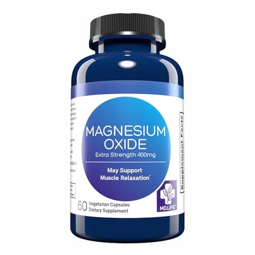MD. Life Magnesiumoxid 400 mg Kapseln – Hochdosiertes Magnesium für Beinkrämpfe, Schlaf & Gefäßgesundheit – 60 Kapseln – Non-GMO für Frauen