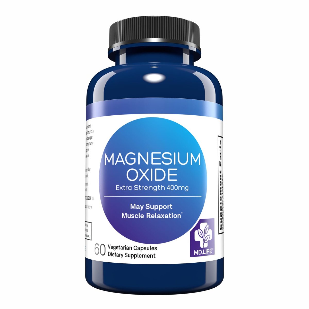 MD. Life Magnesiumoxid 400 mg Kapseln – Hochdosiertes Magnesium für Beinkrämpfe, Schlaf & Gefäßgesundheit – 60 Kapseln – Non-GMO für Frauen