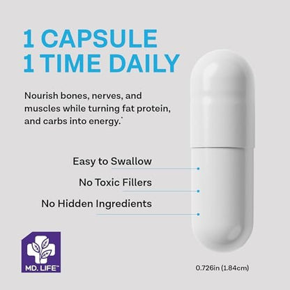 MD. Life Magnesiumoxid 400 mg Kapseln – Hochdosiertes Magnesium für Beinkrämpfe, Schlaf & Gefäßgesundheit – 60 Kapseln – Non-GMO für Frauen