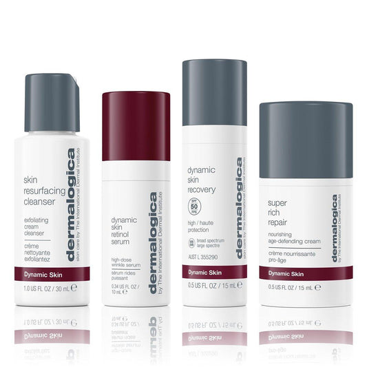 Dermalogica Anti-Aging Hautpflege-Set: Reiniger, Serum, Feuchtigkeitscreme mit SPF & Creme (Reisegrößen)