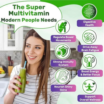 Super Greens Gummies – Spirulina, Chlorella, Präbiotika & Probiotika für Verdauung, Immunsystem & Energie (60 Stück)