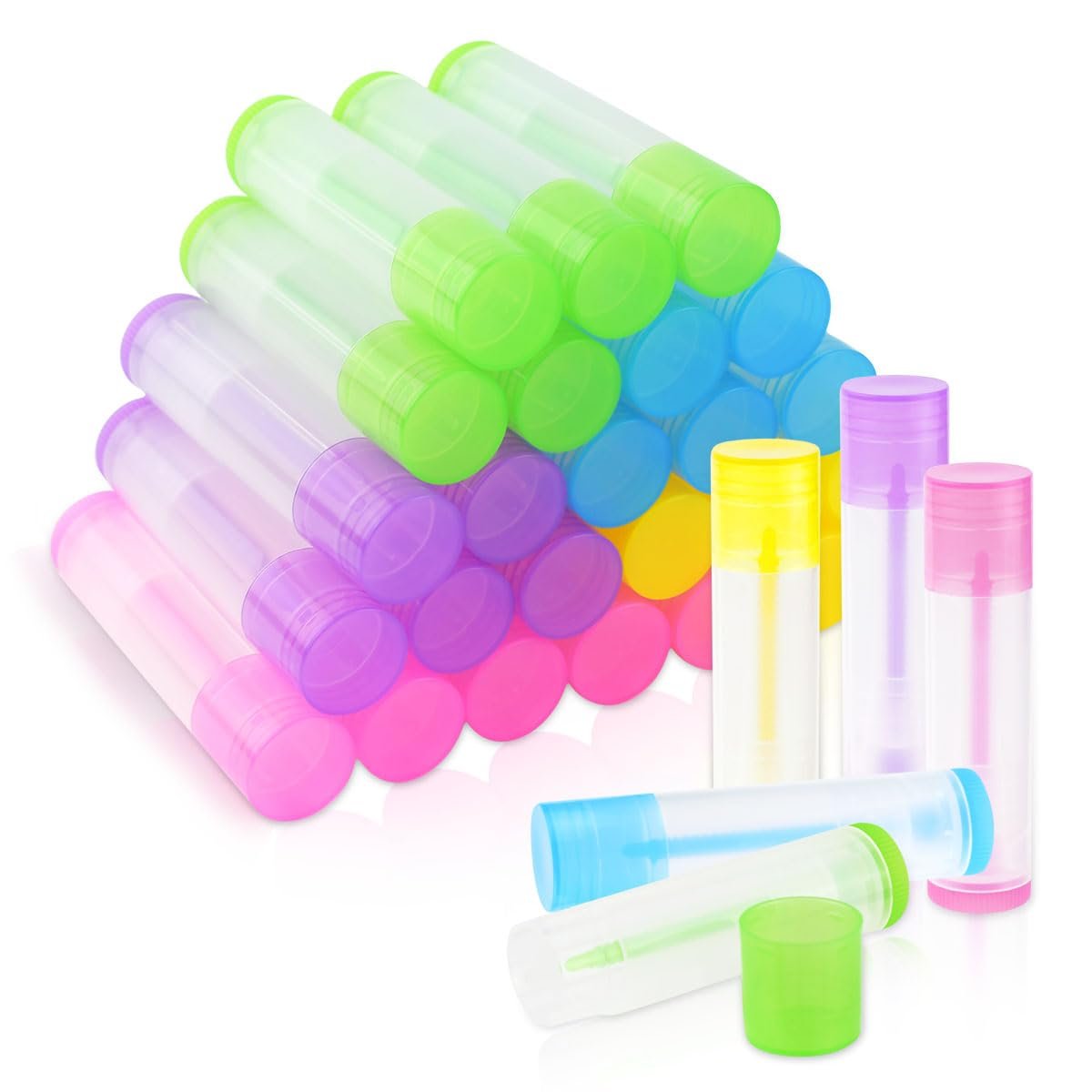 25 Stück Klare Leere Lippenbalsam Tuben Nachfüllbare Lippenbalsam Behälter mit Deckel, DIY Lippenbalsam Tuben für selbstgemachten Lipgloss Lippenstift, 5,5 ml Plastik Lippenbalsam Behälter