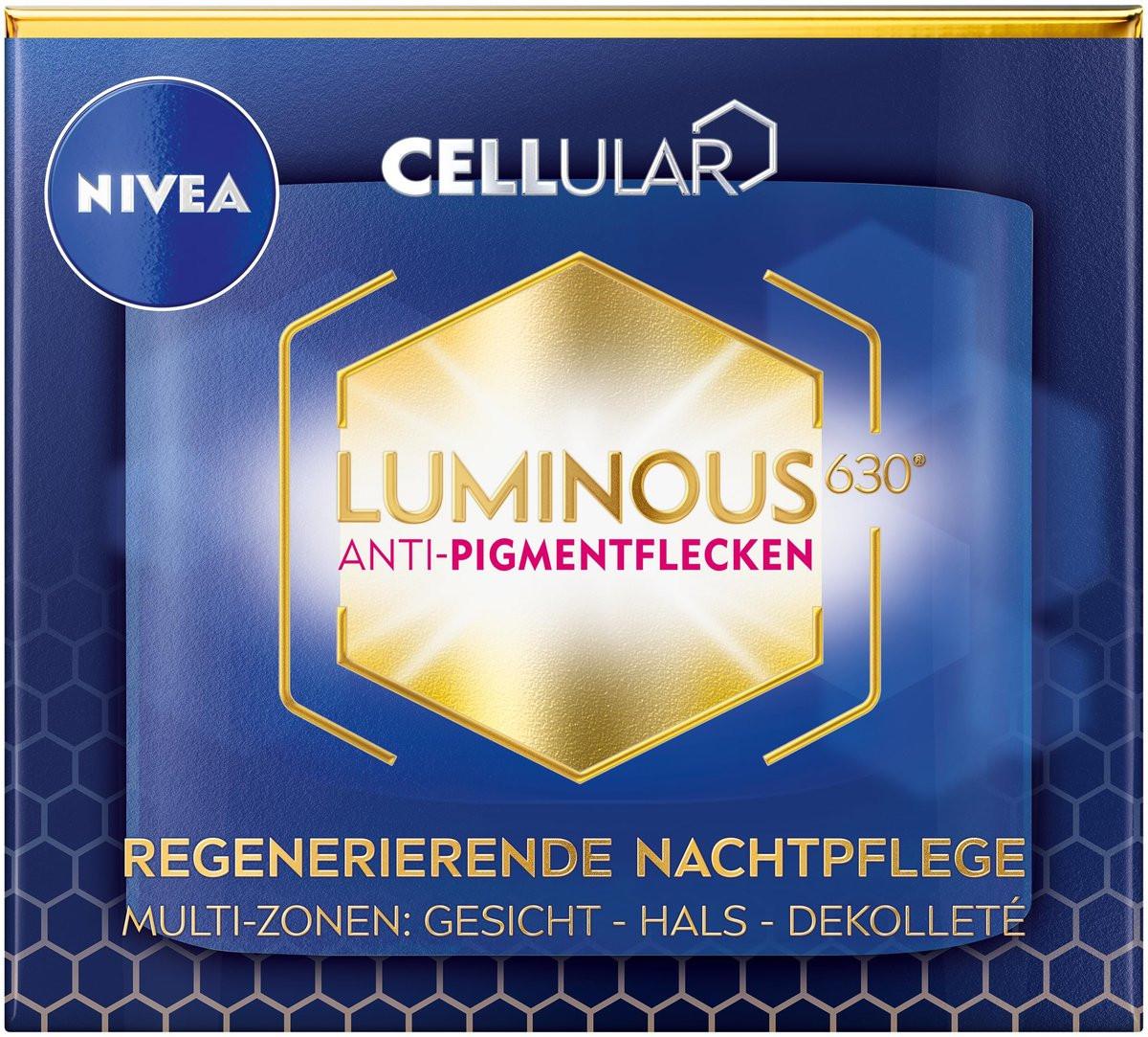 NIVEA Cellular Luminous630 Nachtcreme – Anti-Pigment Gesichtspflege mit Hyaluronsäure & patentiertem Luminous630® Komplex, 50 ml