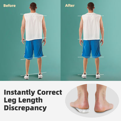 Dr.Tucker+ Fersenerhöhungen für Schuhe, 4-fach verstellbar, orthopädische Einlagen bei Beinlängendifferenz, 1/8" 1/4" 3/8" 1/2" (1 Paar, Größe S)