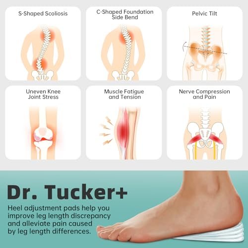 Dr.Tucker+ Fersenerhöhungen für Schuhe, 4-fach verstellbar, orthopädische Einlagen bei Beinlängendifferenz, 1/8" 1/4" 3/8" 1/2" (1 Paar, Größe S)