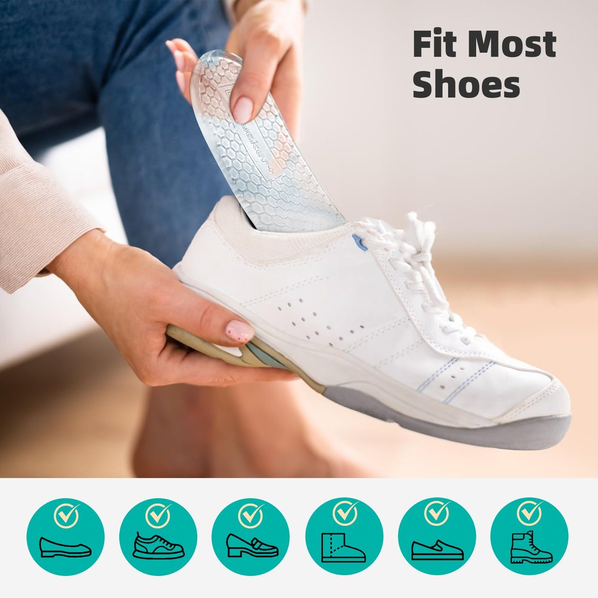 Dr.Tucker+ Fersenerhöhungen für Schuhe, 4-fach verstellbar, orthopädische Einlagen bei Beinlängendifferenz, 1/8" 1/4" 3/8" 1/2" (1 Paar, Größe S)