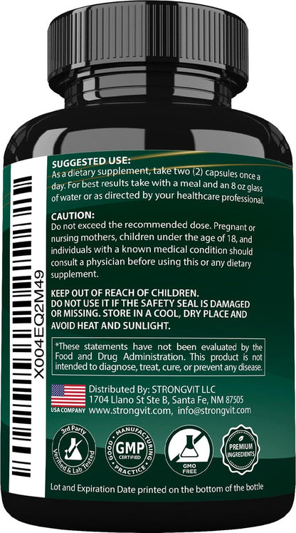 StrongVit Sea Moss Black Seed Oil Ashwagandha Ginger – Bio Seemoos Kapseln mit Klettenwurzel, irische Seemoos Pillen mit Bladderwrack, fortschrittliches Multimineralpräparat, USA