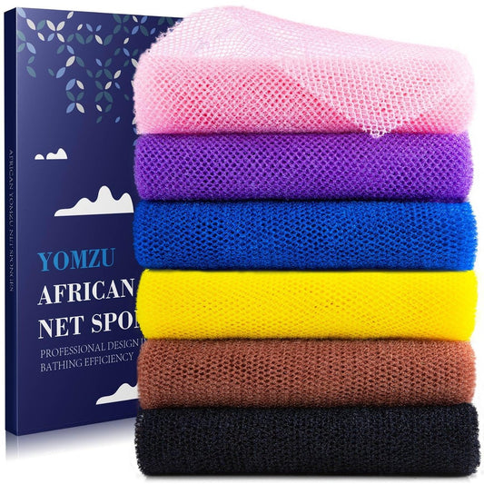 Afrikanischer Netzschwamm Peeling-Badeschwamm – 6-teiliges Set, Nylon, exfolierend, lang, für Dusche und Bad