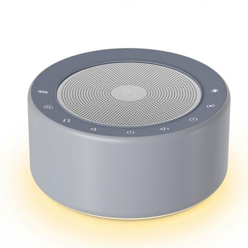 Kipcush Weißes Rauschen Maschine - Sanfte, nicht blendende Nachtlampe, 30 beruhigende Klänge, 8 Farben Licht, max. 8-Stunden-Timer für Baby & Erwachsene (1 Grau, Standard)