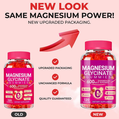 Magnesium Glycinat Gummibärchen 600mg – Zuckerfrei, mit Kalium, Vitamin D, B6 & CoQ10 – 120 Stück (60 Tage Vorrat)