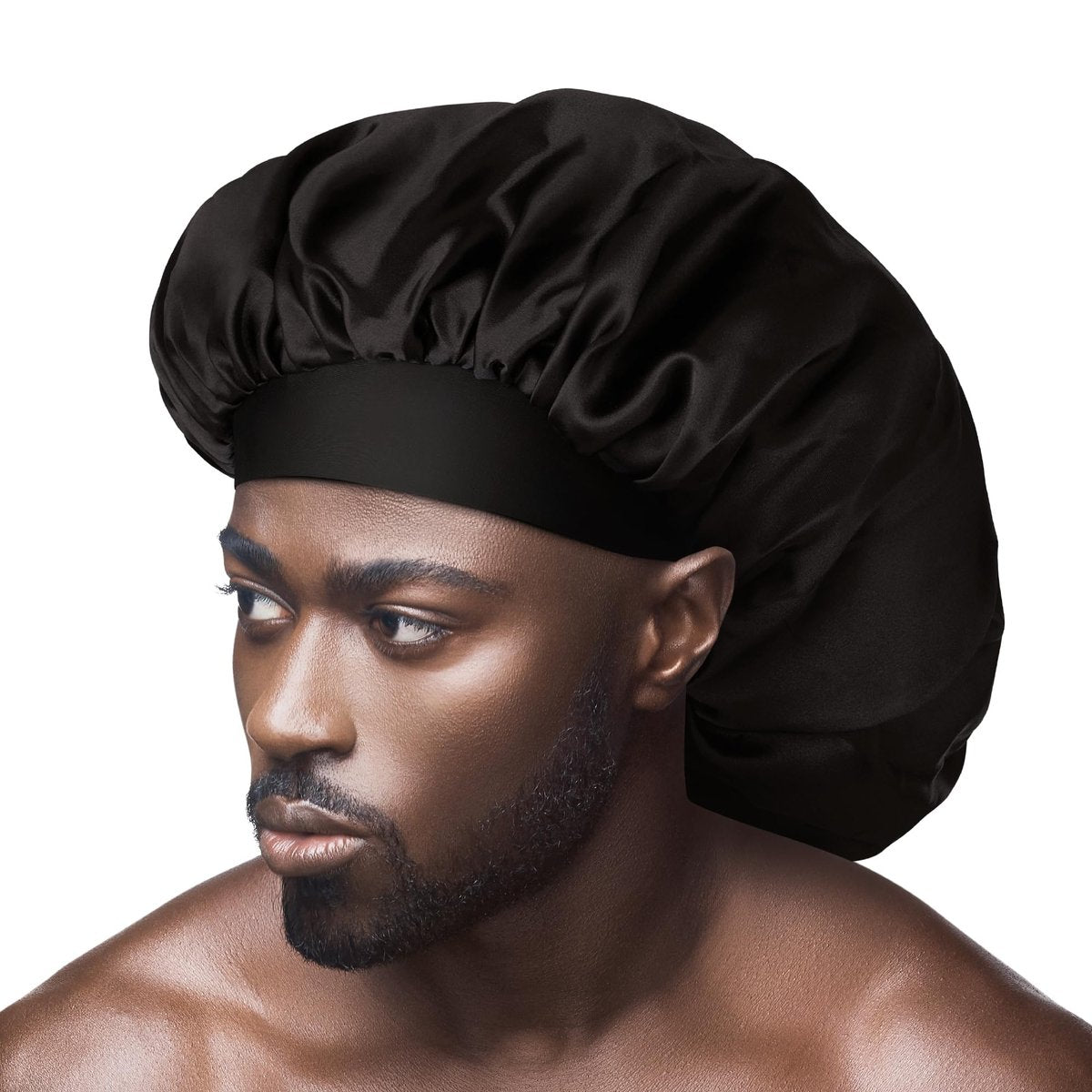Red by Kiss Herren Satin Haarbonnet – Weiche, Anti-Frizz Seidenmütze für alle Haartypen, rutschfestes breites Band, Anti-Bruch Schutz, täglicher Gebrauch