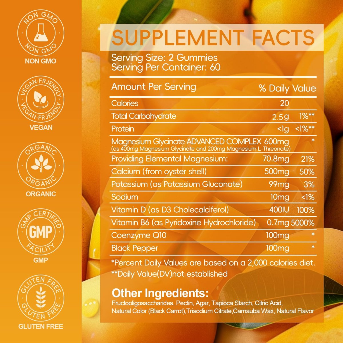 Magnesium Glycinat Gummies 600mg – Zuckerfreie Kalium-Magnesium-Gummibärchen mit Magnesiumglycinat, Vitamin D, B6 und CoQ10 für Schlaf, Entspannung, Gehirn & Muskeln, 120 Stück