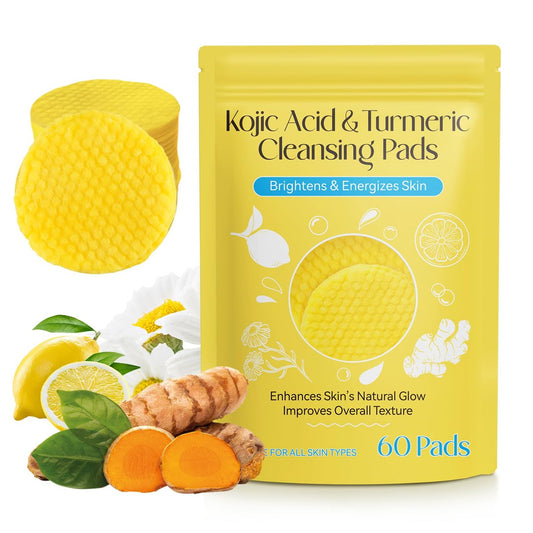 Kojiksäure- und Kurkuma-Reinigungspads für das Gesicht, 60 Stück, Gesichtspeeling-Pads, Reinigung & Peeling, Öl-Wasser-Gleichgewicht