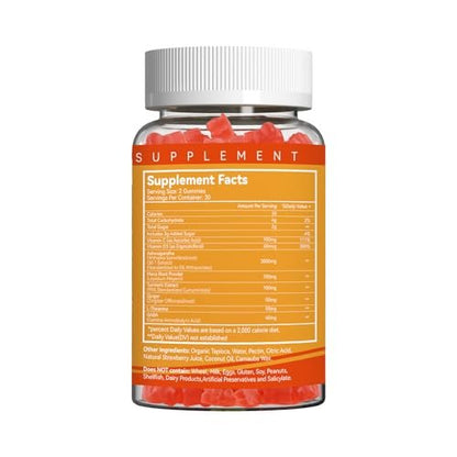 EAZGOO Ashwagandha Gummies mit Vitamin D3, 3000 mg Extra Starkes Ashwagandha-Wurzelextrakt für Energie und Immununterstützung, Nicht-GVO, Erdbeergeschmack, 60 Stück