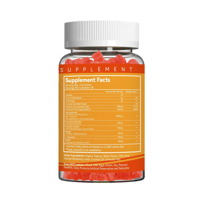 EAZGOO Ashwagandha Gummies mit Vitamin D3, 3000 mg Extra Starkes Ashwagandha-Wurzelextrakt für Energie und Immununterstützung, Nicht-GVO, Erdbeergeschmack, 60 Stück