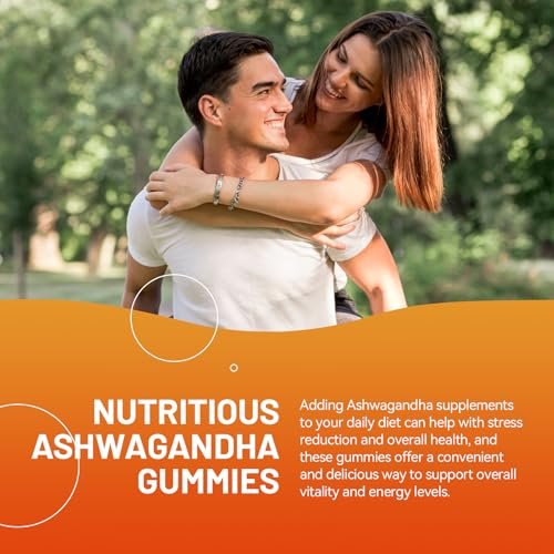 EAZGOO Ashwagandha Gummies mit Vitamin D3, 3000 mg Extra Starkes Ashwagandha-Wurzelextrakt für Energie und Immununterstützung, Nicht-GVO, Erdbeergeschmack, 60 Stück