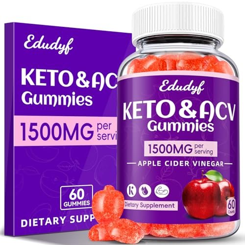 Keto ACV Gummies - 1500mg Apfelessig Gummibärchen mit Probiotika, B12 und Keto-Unterstützung, Entgiftung & Reinigung, GMO-frei & Vegan - 60 Stück