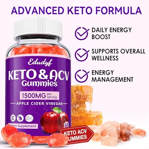 Keto ACV Gummies - 1500mg Apfelessig Gummibärchen mit Probiotika, B12 und Keto-Unterstützung, Entgiftung & Reinigung, GMO-frei & Vegan - 60 Stück